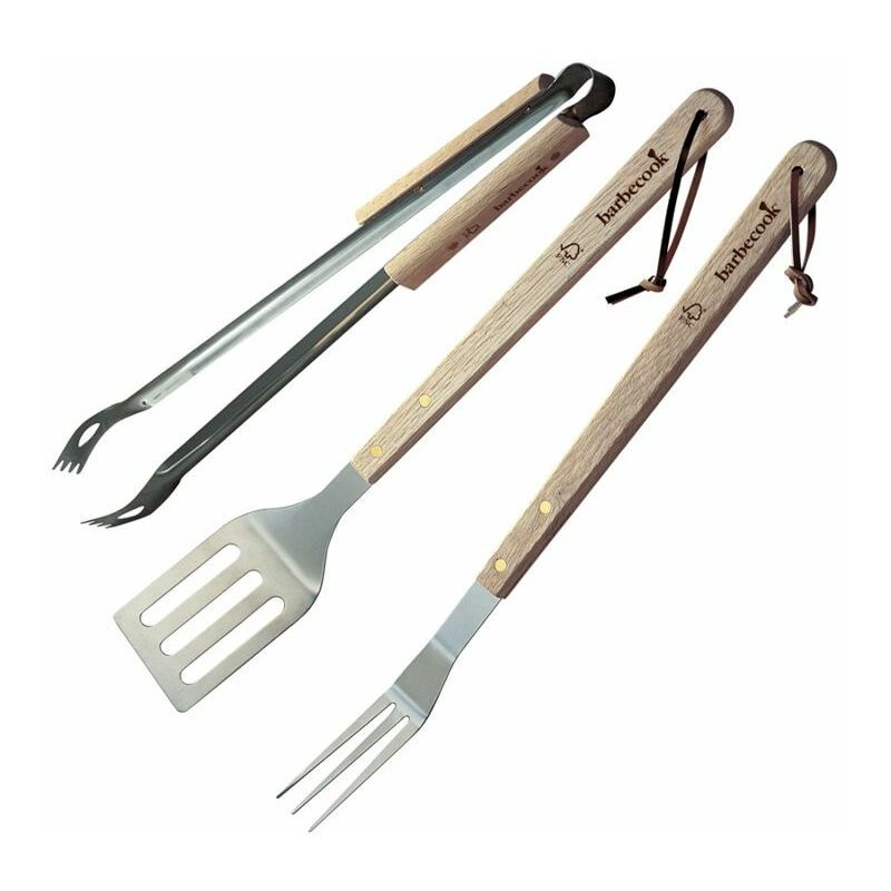 Barbecook - Set d'ustensiles 3 pièces pour barbecue Marron