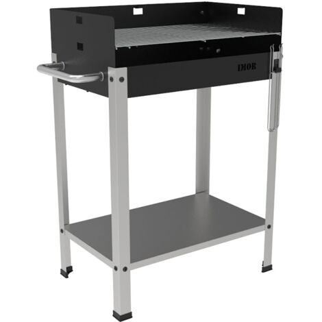 Barbecue a Carbone 56,7x36x83 cm Griglia Altezza Regolabile in Acciaio Eco Nero e Grigio
