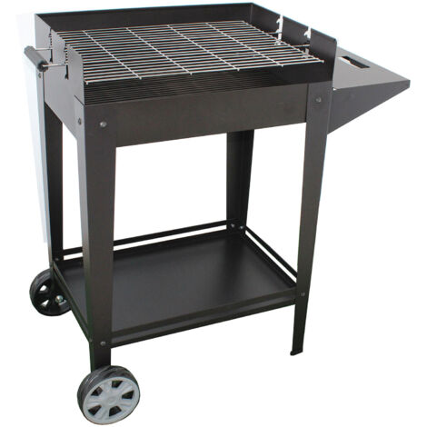 Barbecue a Carbone 93,5x40,5x88,5 cm Griglia Altezza Regolabile in Acciaio Denia Nero