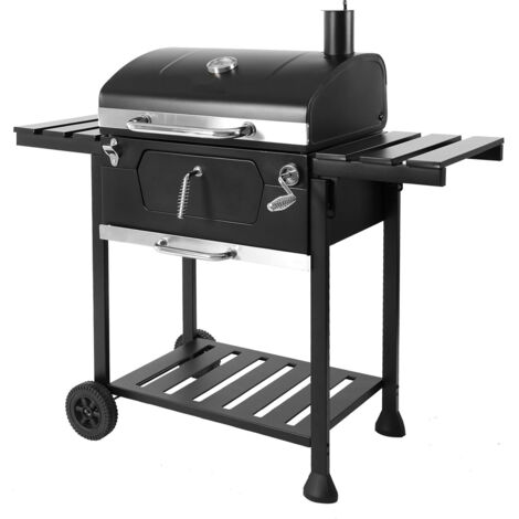 Barbecue a Carbone Carbonella 115x107x66 cm con Ripiani Laterali Friend Nero