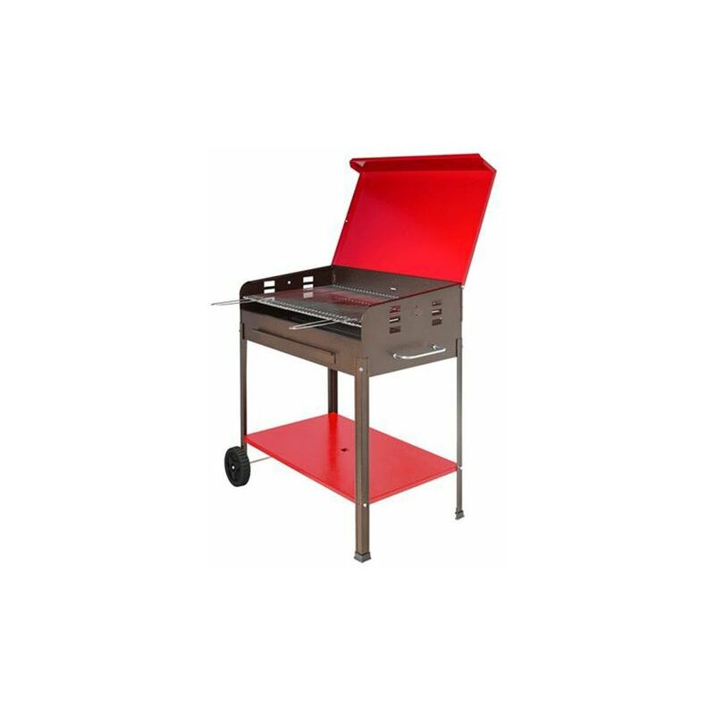 Barbecue carbone carbonella etna 50X80cm con ruote e tappo grigliata bbq - Mille