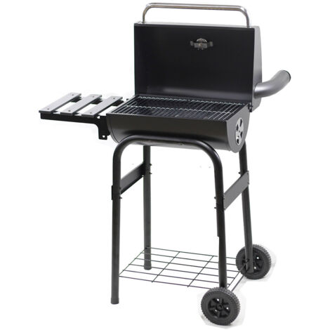 Barbecue a Carbone  con Affumicatore 84x48x116 cm in Acciaio con Ruote Saturnino