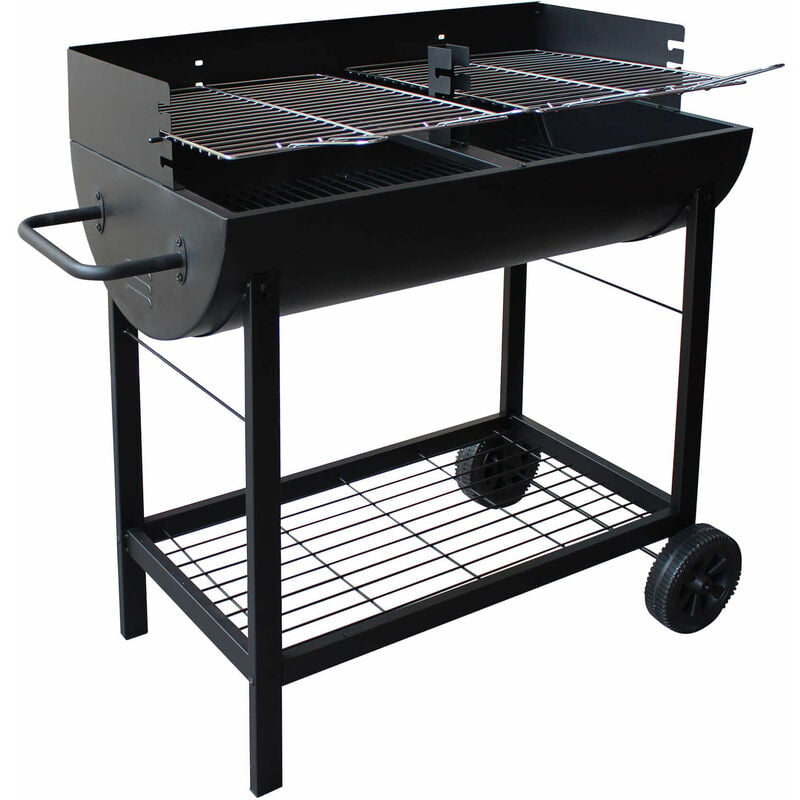 Gardeness - Barbecue a carbone con doppia griglia di cottura e ruote Franklin