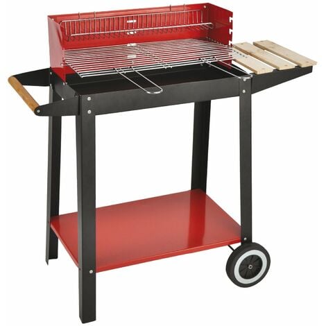 Ferraboli Barbecue Iseo a carbonella griglia cromata 58x37cm regolabile  carrellato con piano di appoggio