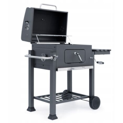 Barbecue a carbone da giardino con ripiano e copertura su ruote