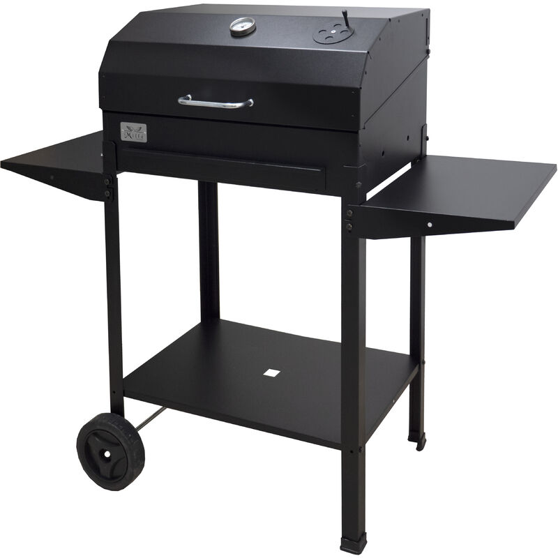 Barbecue a carbone in ferro Ercole 60x40x102h con piani di appoggio laterali - bbq artigianale