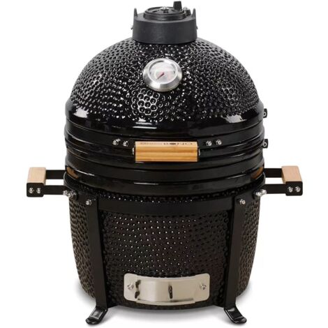 barbecue a carbone kamado bono "minimo 15" in ceramica nero 46x46x65 cm