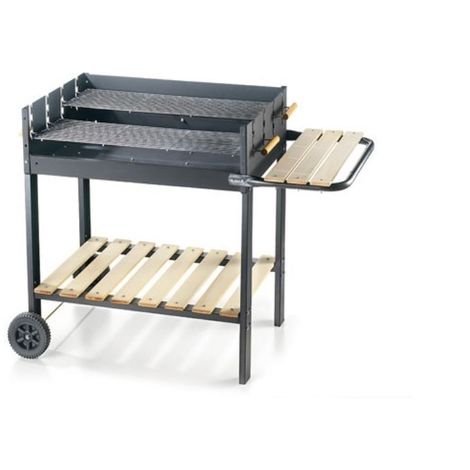 Barbecue a carbone OMPAGRILL con doppia griglia acciaio bbq grande 70 x 45 a carbonella