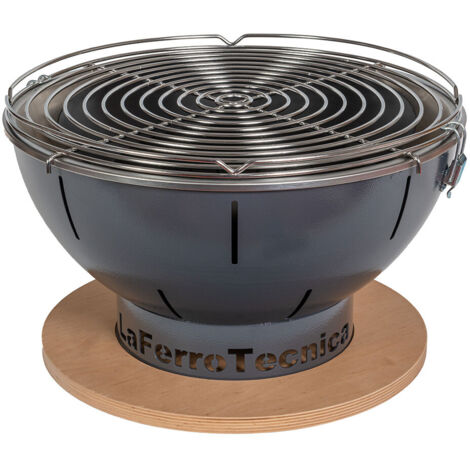 Barbecue a Carbonella Ø41x25 cm Smile in Acciaio Grigio Martellato