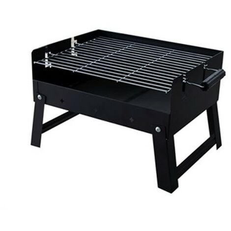 EASYCOMFORT BBQ Barbecue a Carbonella con 2 Griglie Pieghevole Ripiano  Laterale 2 Ruote e Coperchio Metallo 89 x 60 x 83 cm Nero