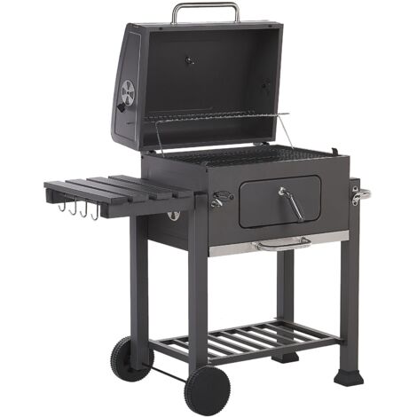 Barbecue a carbonella con ruote da giardino coperchio 2 griglie 2 ripiani termometro Pavlof