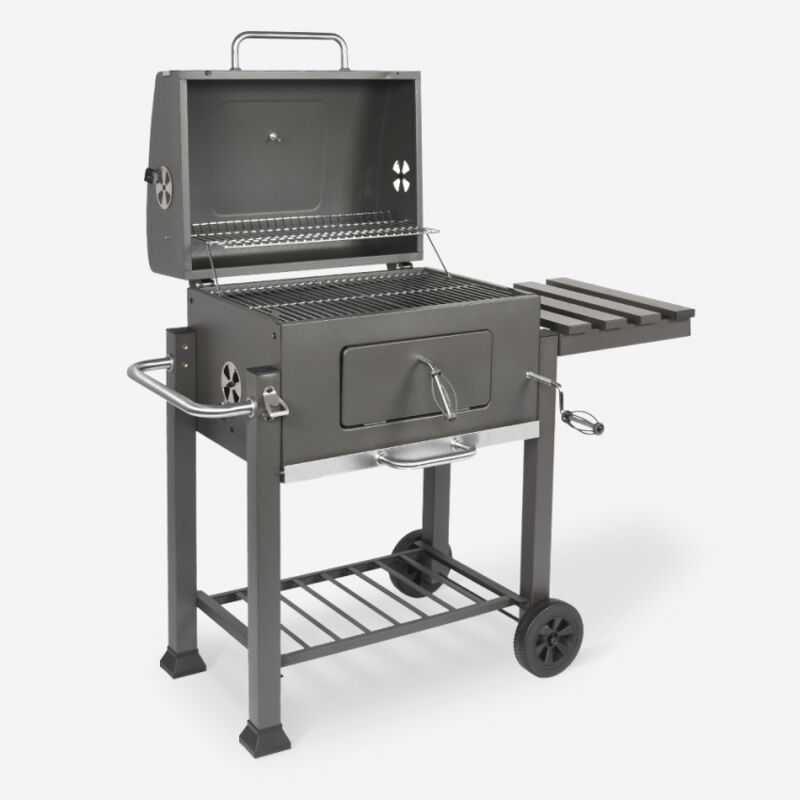 Barbecue a carbonella con ruote tavolino e raccoglitore braci BBQ T-Bone