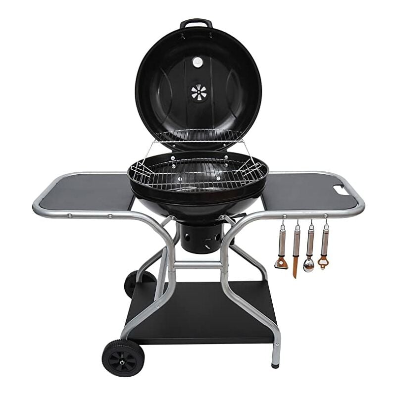 El Gaucho - Barbecue a carbonella griglia tonda 55 cm con coperchio e ruote Globo Comfort