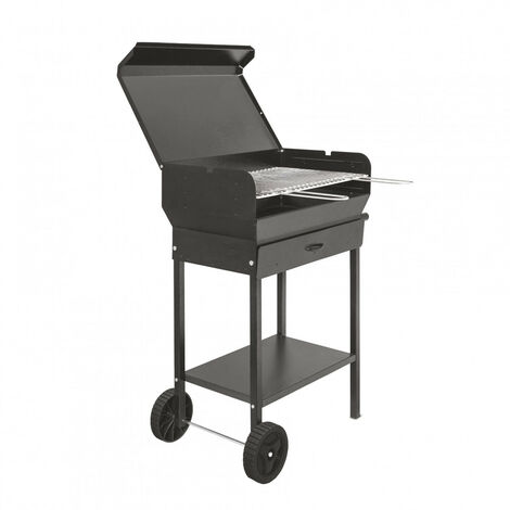 Ferraboli Barbecue Iseo a carbonella griglia cromata 58x37cm regolabile  carrellato con piano di appoggio