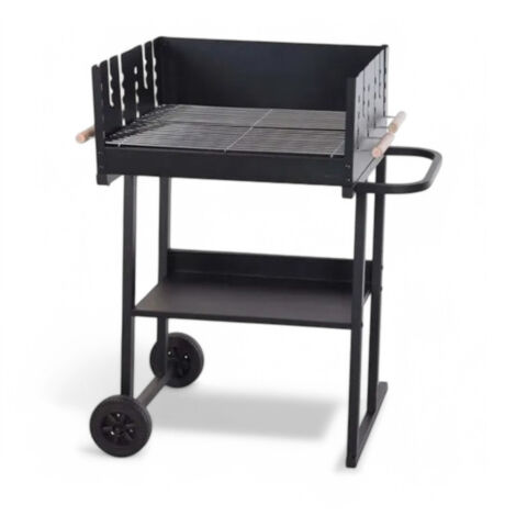 Barbecue a carbonella in acciaio con paravento nero 88x47x93H cm