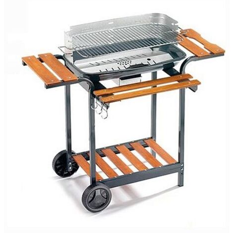 barbecue a carbonella ompagrill "60-40 alc" in acciaio inox 60,5x33x96 cm