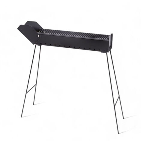 barbecue a carbonella portatile richiudibile cm 80x14x65h in ferro verniciato con piedini stabili per cottura spiedini