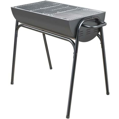 Barbecue à charbon 101 cm – Grille 71x37 cm – 2 grilles à charbon 35x26,5 cm – Structure métal laqué noir – Poignées latérales – Habitex