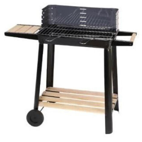 Barbecue à charbon 4 niveaux de grilles réglables – Acier noir – Pour 6 à 8 personnes – Dimensions 85,5 x 41,5 x 78 cm – Neka