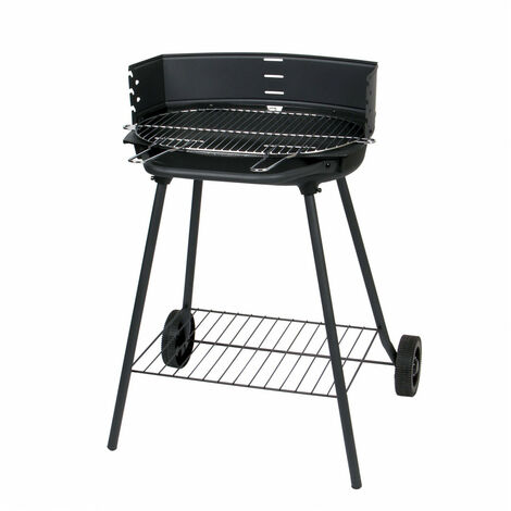Barbecue à charbon de bois Athènes en fonte – Cuve durable 52 x 37,5 cm – Grille acier chromé 50,5 x 33 cm – Hauteur réglable 84,5 cm – Somagic