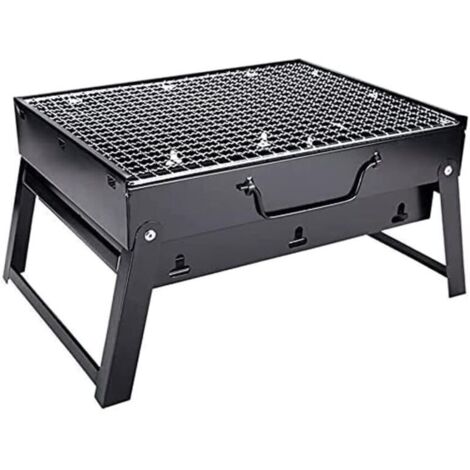 Barbecue à charbon de bois pliable et portable en acier inoxydable, pour barbecue de bureau, fumoir d'extéri, pour cuisine en plein air, camping, pique-nique, plage (35,1 x 27,9 x 19,6 cm)
