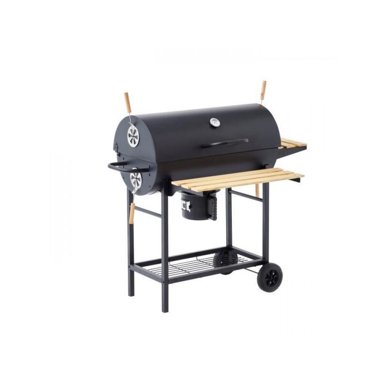 Cookingbox - Barbecue a charbon mike - 2 grilles acier chromé - Surface de cuisson : 71 x 35 cm - Noir