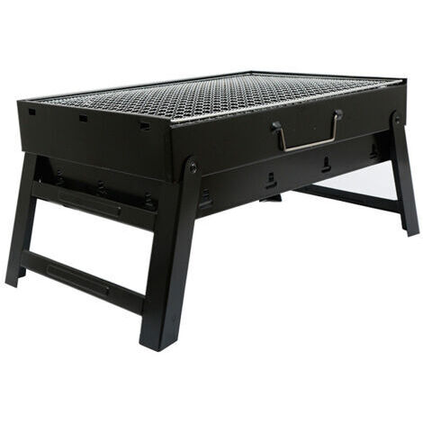 Barbecue à charbon pliable, mini barbecue de camping léger et portable, design innovant, facile à nettoyer, noir, fer