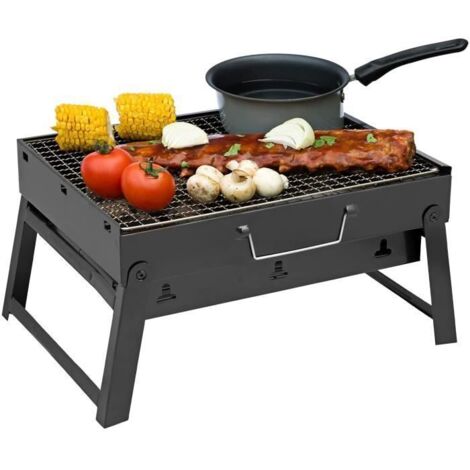Barbecue à charbon pliable – Mini barbecue portable de table – Excellent barbecue pliable pour jardin, fête, festival, randonn[266]