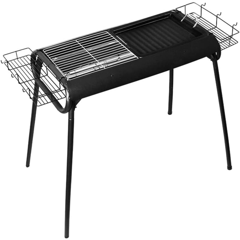 Vicmhuang - Barbecue à Charbon Pliant Portable avec Poêle à Frire pour 5-10 Personnes 73X37X82CM Noir