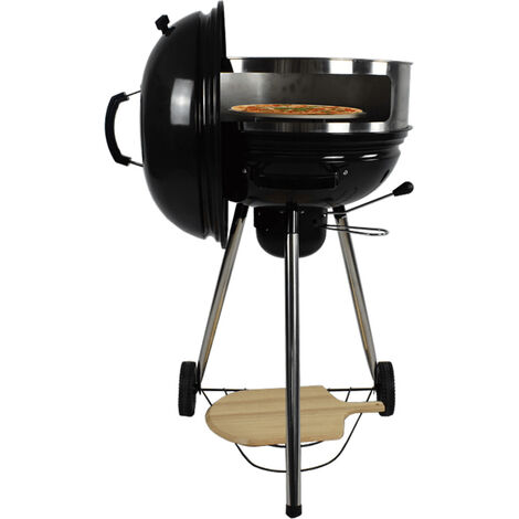 Barbecue à charbon - Purechef - Forme boule avec option four à pizza - Dimensions : 62 x 58 x 122 cm - Noir