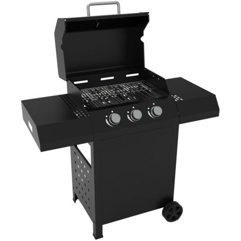 Barbecue a Gas 1235,5x57,5x123 cm 3 Fuochi in Acciaio Cazorla Nero