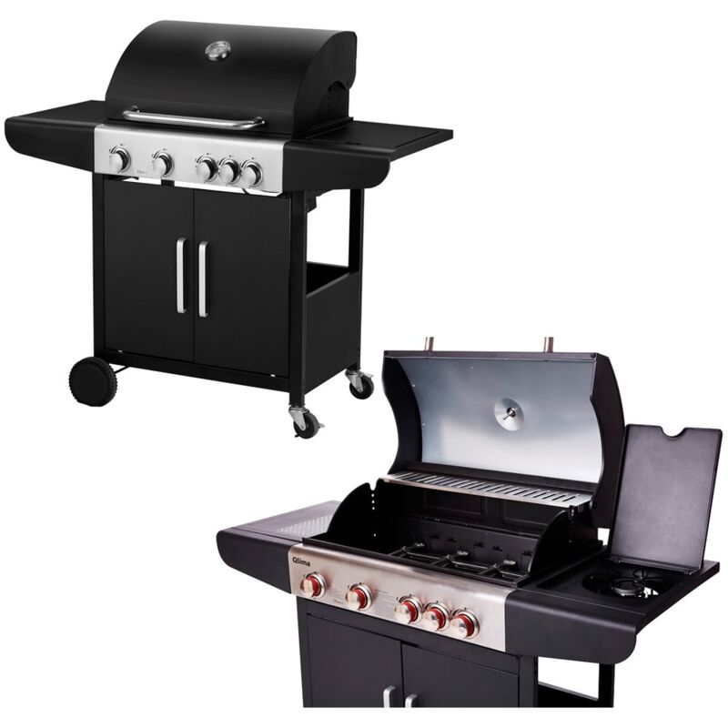 Bricoshop24 - Barbecue a Gas 14.5Kw 4 Bruciatori Piastra Laterale Griglia Grill BBQ da Esterno
