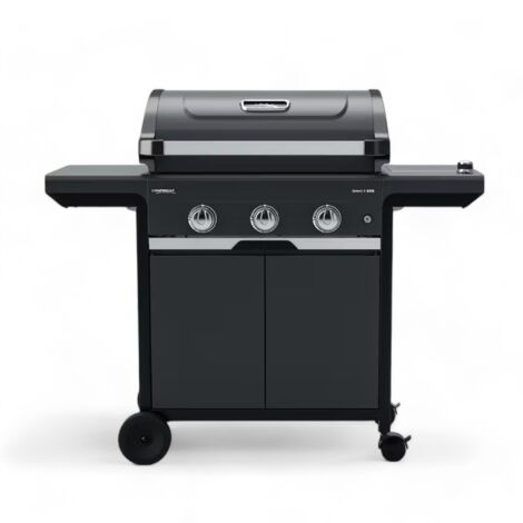 Barbecue a gas 3 fuochi con fornello laterale acciaio inox griglia reversibile ghisa e accensione elettronica Select 3 EXS Campingaz
