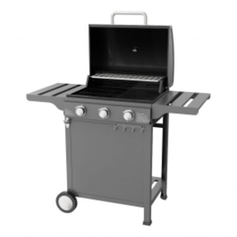 BARBECUE A GAS 3 FUOCHI PIANI LATERALI BBQ COPERCHIO P.57,5xL.118,5xH.104,5 cm