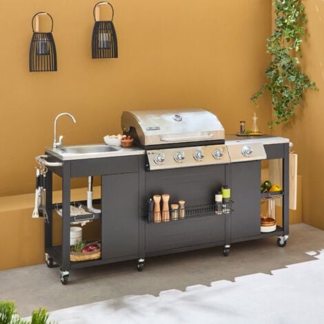 Barbecue a gas a 5 fuochi con 1 bruciatore laterale