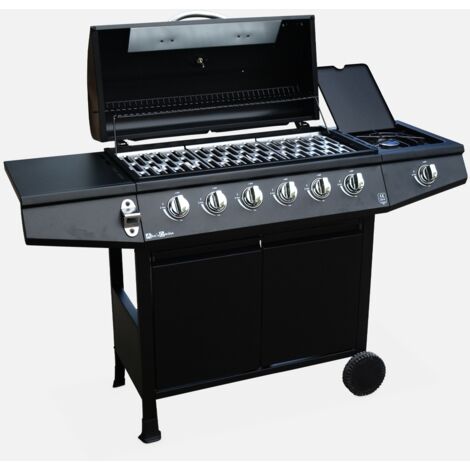 Barbecue a gas a 6 bruciatori con fuoco laterale