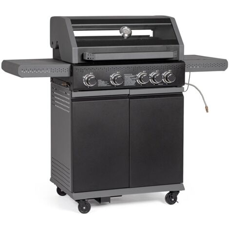 Barbecue a gas "Aleandro" con 5 bruciatori superfice di cottura in ghisa smaltata