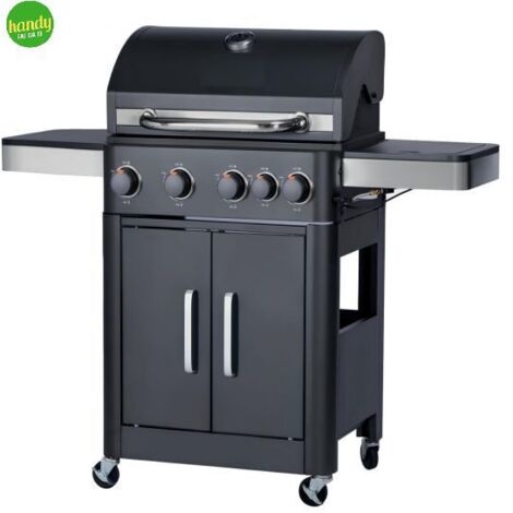 Barbecue a gas Ambra Garden Colorado 4 fuochi + 1 fornello laterale piastra e griglia in ghisa 13,7 Kw