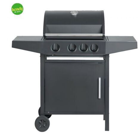 Barbecue a gas Ambra Garden Montana 3 fuochi + 1 fornello laterale grigia acciaio smaltato 13,3 Kw