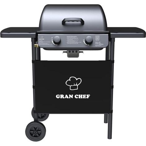 Barbecue a Gas da Esterno 104x49x100H cm a 2 Fuochi Acciaio Nero