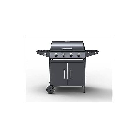 Barbecue a Gas da Esterno 122x53x97H cm 4+1 Fuochi Nero con Termometro