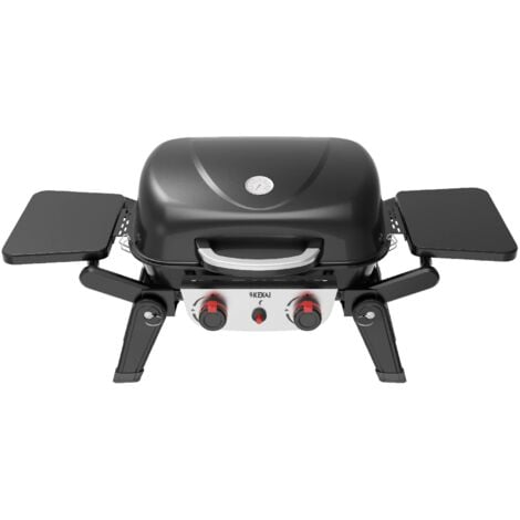 Barbecue a Gas da Tavolo Portatile Kekai Erie 96,8x47,9x36 cm 5 kW 2 Bruciatori, Termometro, Piani Laterali, Griglia/Piastra