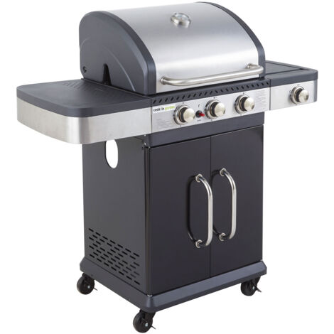 Barbecue a gas FIDGI 3 con termometro - 3 bruciatori + fornello da 11,5kW