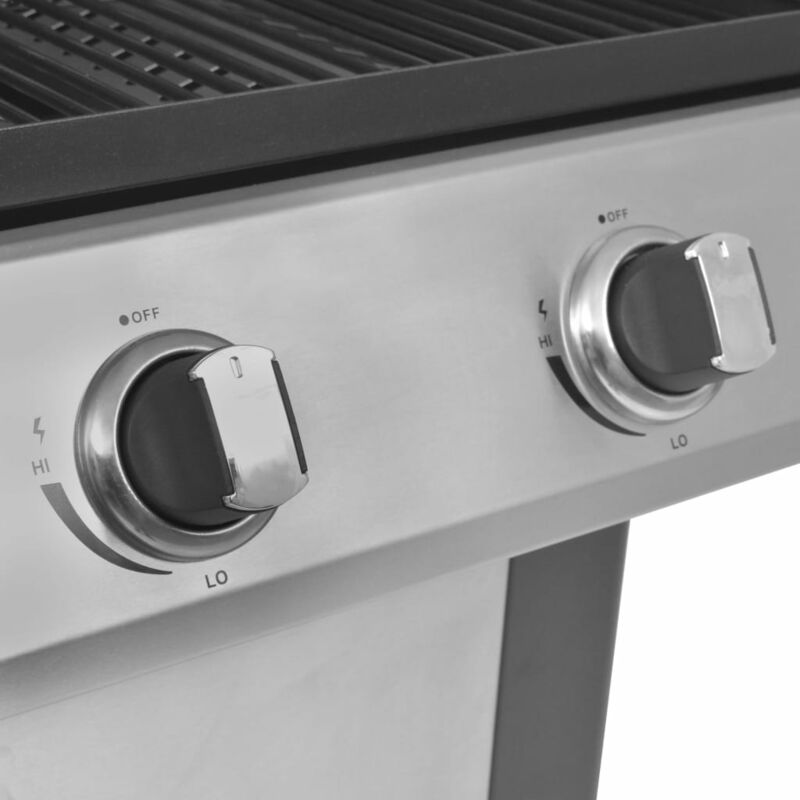 Barbecue à gaz 2 + 1 zone de cuisson Noir et argenté 43045 Barbecue à gaz 2 + 1 zone de cuisson Noir et argenté 43045