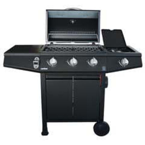 Barbecue à gaz 3 brûleurs + brûleur latéral avec cadre en acier noir Lapillo Mini