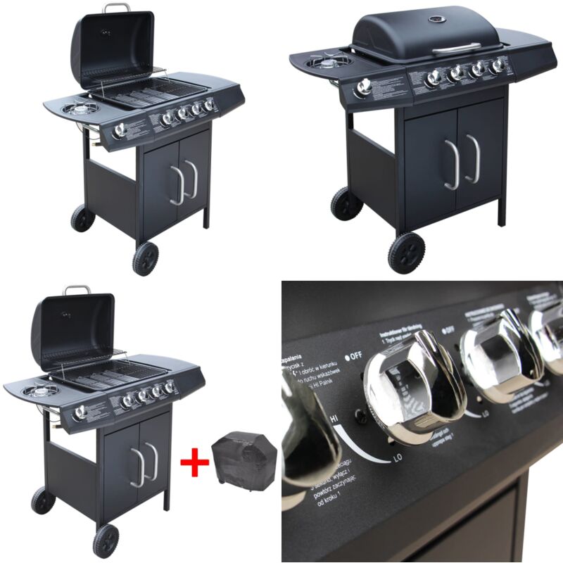 Vidaxl - Barbecue à gaz 4 + 1 zone de cuisson Noir - barbecue à gaz - barbecues à gaz - Home & Living - Noir