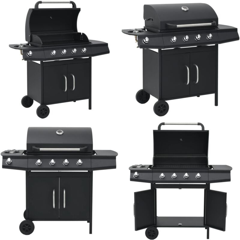 Barbecue à gaz 4+1 zones de cuisson Noir Acier - barbecue à gaz - barbecues à gaz - Home & Living - Noir