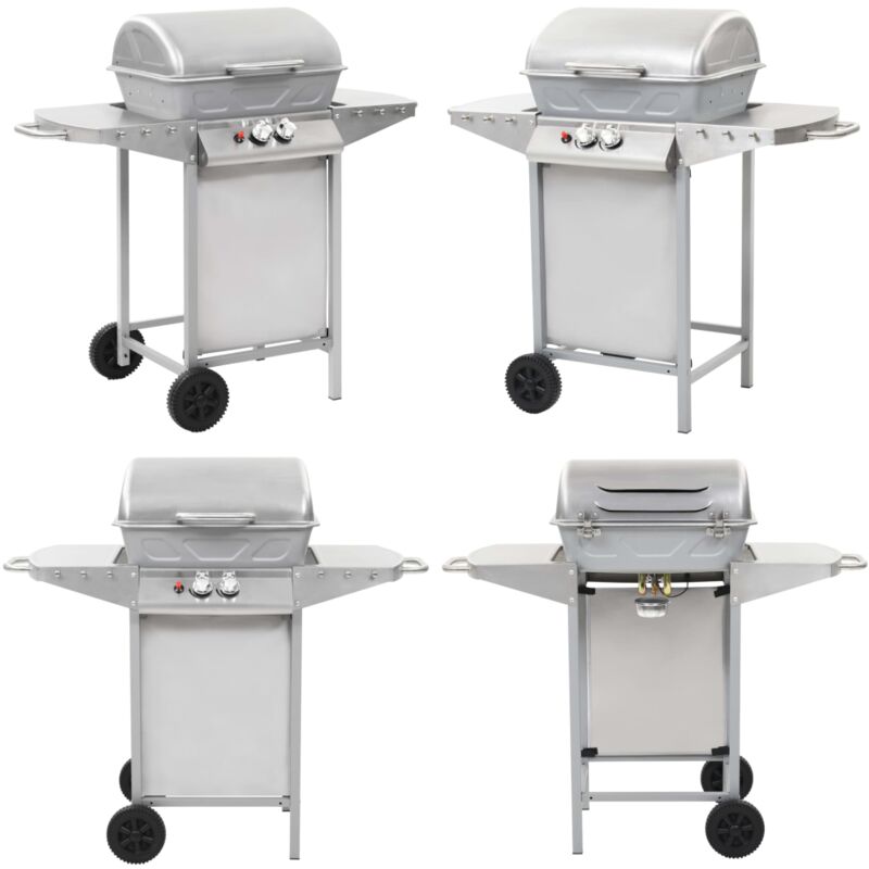 Barbecue à gaz avec 2 zones de cuisson Acier Argenté - barbecue à gaz - barbecues à gaz - Home & Living - Argent
