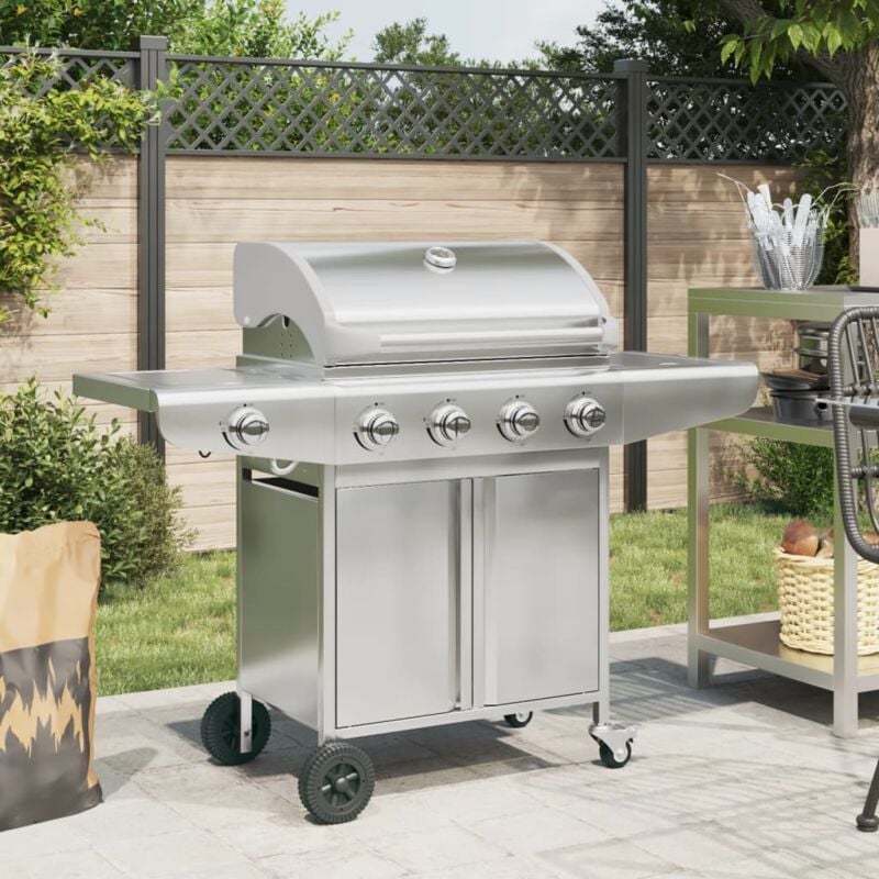 Vidaxl - Barbecue à gaz avec 5 brûleurs argenté acier inoxydable