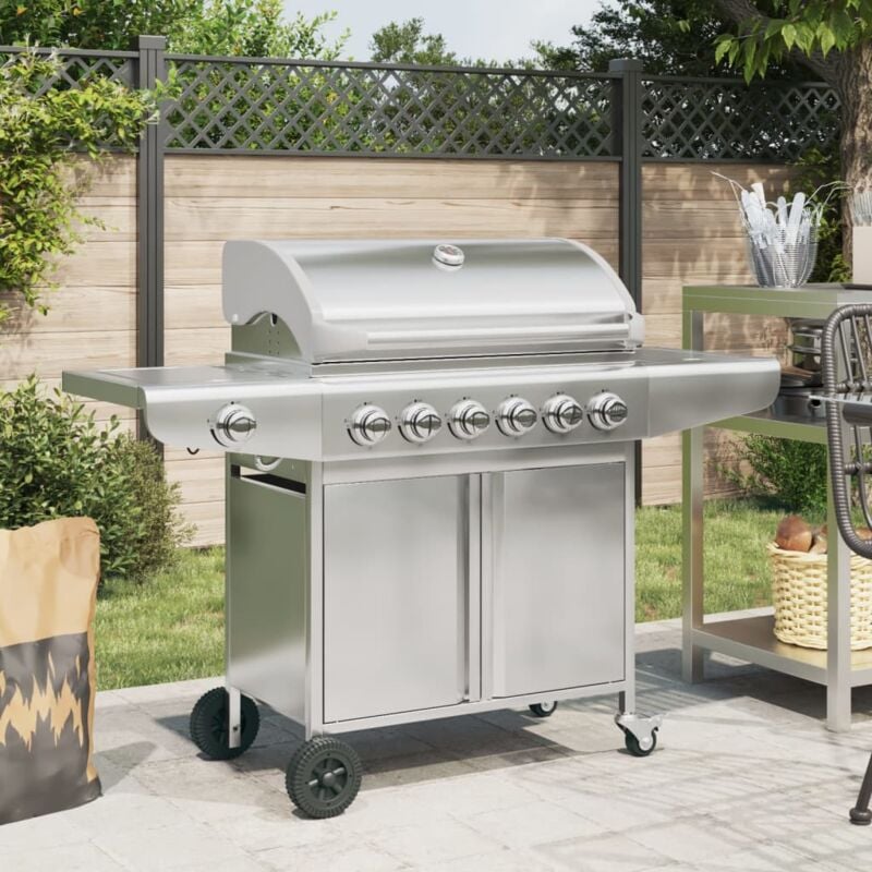 Vidaxl - Barbecue à gaz avec 7 brûleurs argent acier inoxydable